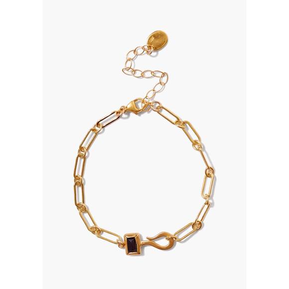CHAN LUU Jewelry - NEW CHAN LUU bezel-wrapped hypersthene hook bracelet in gold